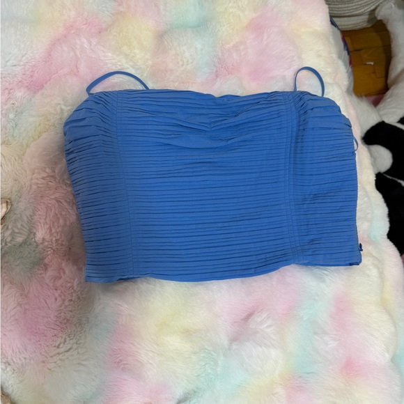 NWT Madewell Ruched Crop Tank Top | Capri Blue Azure - Picture 9 of 9